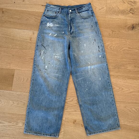 ACNE Studios Jeans Distressed Low Rise Baggy Size 31 Blue - Picture 1 of 5